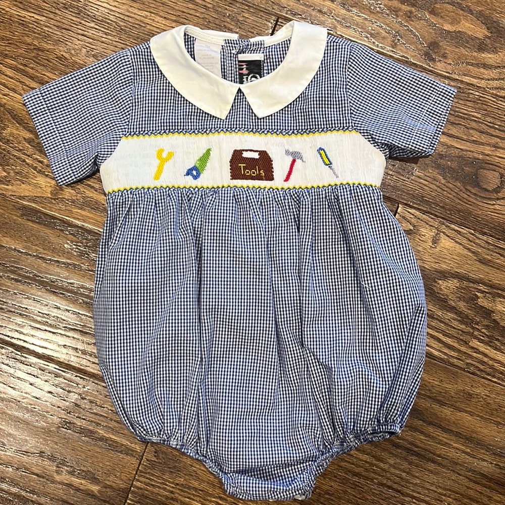 Blue gingham boys bubble - Tools - Size 18m